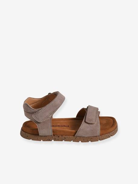 Sandales cuir enfant à scratchs collection maternelle kaki+marine+sable 13 - vertbaudet enfant 