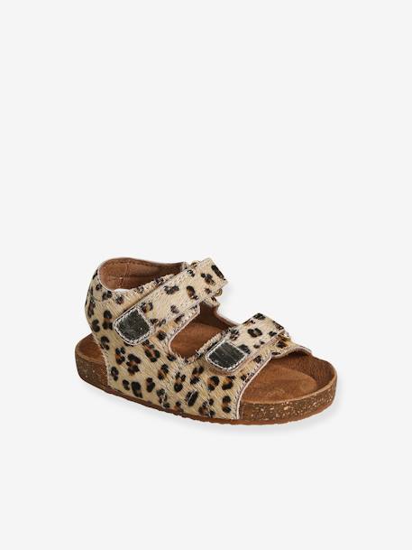 Sandales scratchées cuir imprimé bébé beige imprimé 2 - vertbaudet enfant 