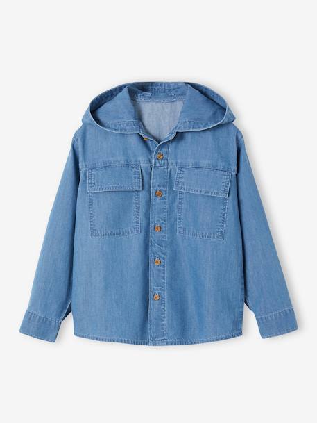 Chemise à capuche en denim léger garçon double stone 3 - vertbaudet enfant 