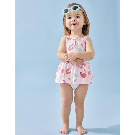 Bébé-Maillot de bain, accessoires de plage-Maillot double protection à imprimés rose