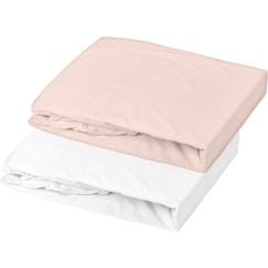 DOMIVA Lot 2 Draps housse Uni - Jersey - Oeko-Tex® - Blanc/Nude - 70 x 140 cm  - vertbaudet enfant