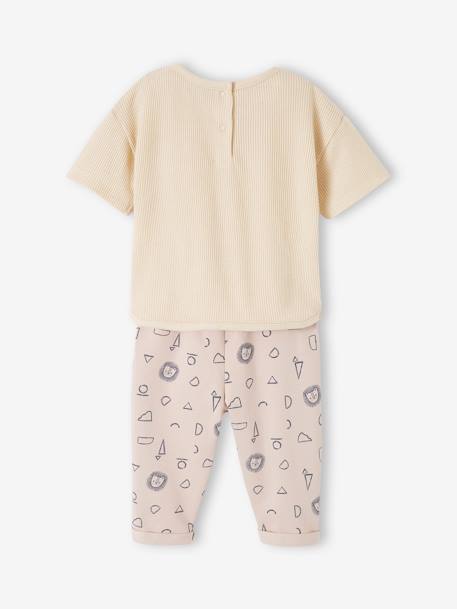 Ensemble T-shirt en nid d'abeille et pantalon en molleton bébé écru 6 - vertbaudet enfant 