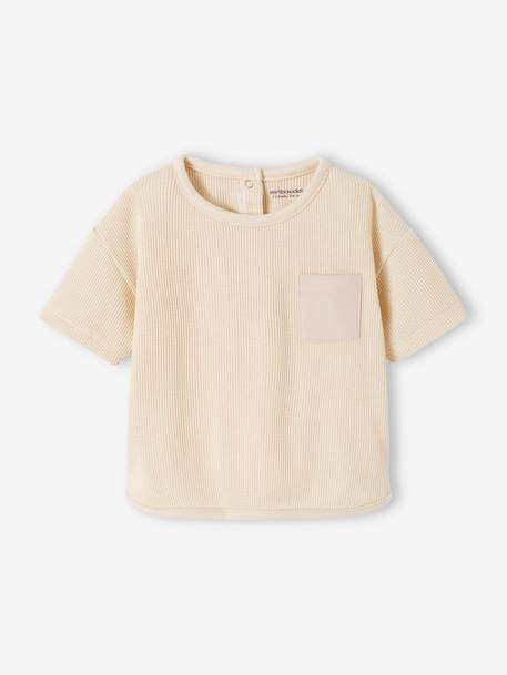 Ensemble T-shirt en nid d'abeille et pantalon en molleton bébé écru 4 - vertbaudet enfant 