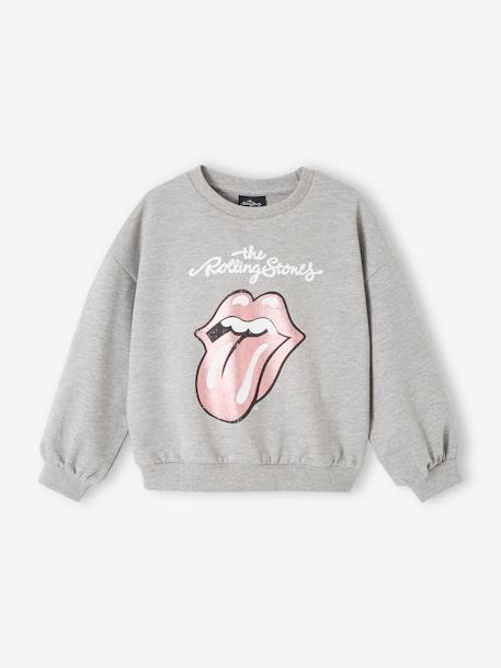 Sweat-shirt fille The Rolling Stones® gris chiné 1 - vertbaudet enfant 