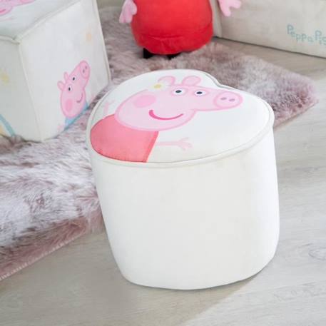 ROBA Pouf Bébé en Forme de Coeur Peppa Pig - Revêtement en Velours Doux - Beige / Motif Truie BEIGE 2 - vertbaudet enfant 