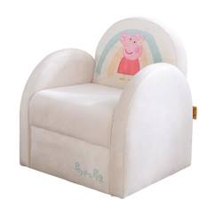 Chambre et rangement-ROBA Fauteuil Bébé en Velours Peppa Pig - Fauteuil Club pour Enfant - Assise Confortable avec Accoudoirs - Beige