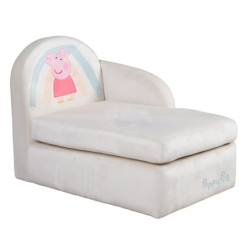 Chambre et rangement-ROBA Canapé Bébé en Velours Peppa Pig - Assise Confortable avec Accoudoir Latéral et Dossier - Beige / Motif Truie