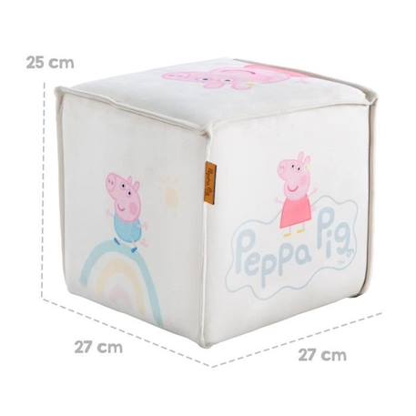 ROBA Pouf Bébé en Forme de Cube Peppa Pig - Pouf Enfant en Velours Doux - Beige / Motif Cochon BEIGE 4 - vertbaudet enfant 