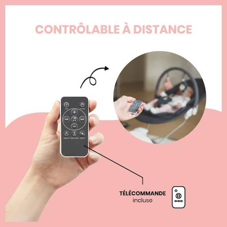 Babymoov Balancelle électrique bébé Swoon Touch - Télécommande incluse GRIS 3 - vertbaudet enfant 