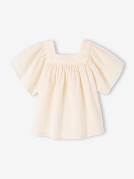 Blouse encolure carrée en broderie anglaise bébé écru+vert sauge 2 - vertbaudet enfant 