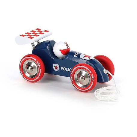Voiture de course à trainer - VILAC - Police - Bois - Bleu, rouge et blanc BLEU 1 - vertbaudet enfant 