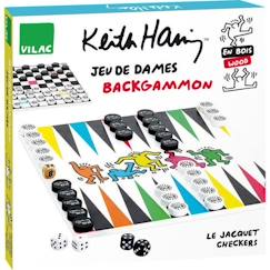 Jouet-Jeux de société-Jeux classiques et de réflexion-Jeu de Dames Backgammon Keith Haring - VILAC - Collector en bois - Mixte - 8 ans et plus