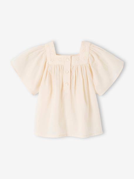 Blouse encolure carrée en broderie anglaise bébé écru+vert sauge 3 - vertbaudet enfant 