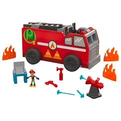 Jouet-Jeux de plein air-Véhicules enfant-Camion de pompier en bois 2 en 1 - KidKraft - Avec sirène et lumières réalistes - Jouet enfant