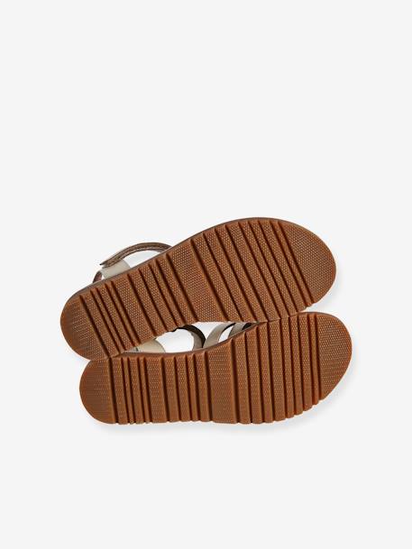 Sandales scratchées cuir enfant collection maternelle écru+or 6 - vertbaudet enfant 