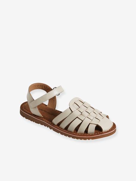 Sandales scratchées cuir enfant collection maternelle écru+or 2 - vertbaudet enfant 