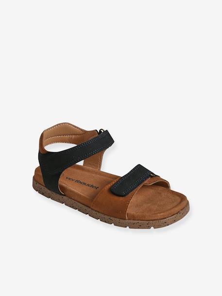 Sandales cuir enfant à scratchs collection maternelle kaki+marine+sable 6 - vertbaudet enfant 
