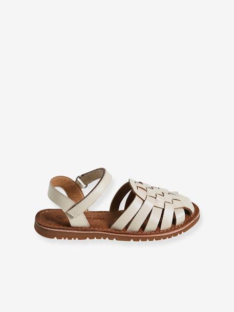 Sandales scratchées cuir enfant collection maternelle écru+or 3 - vertbaudet enfant 