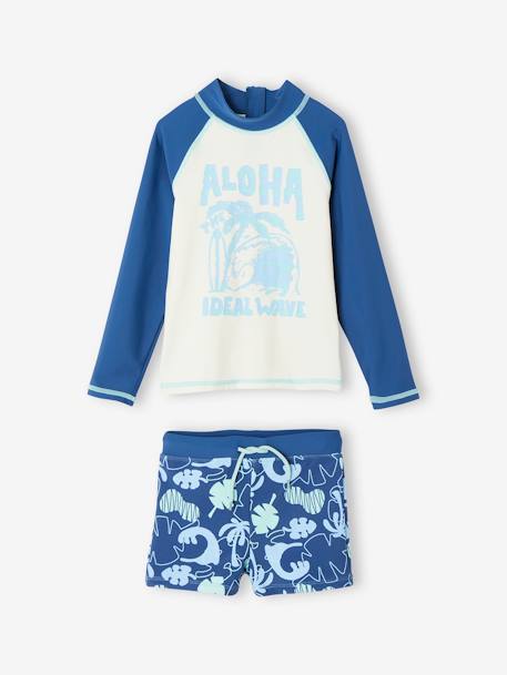 Ensemble de bain garçon T-shirt anti-UV + boxer bleu 2 - vertbaudet enfant 
