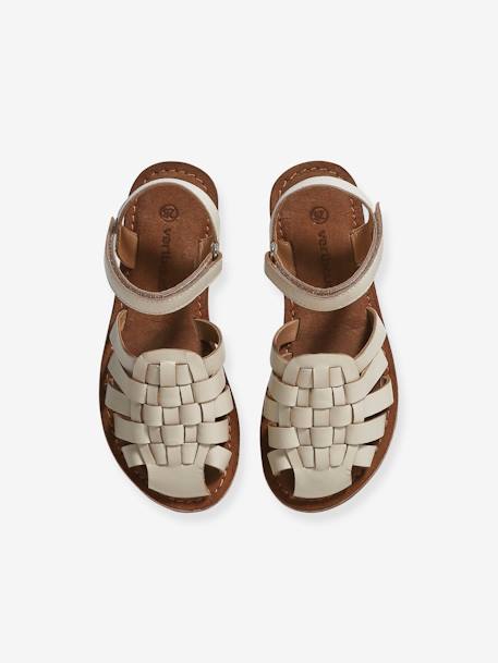 Sandales scratchées cuir enfant collection maternelle écru+or 5 - vertbaudet enfant 