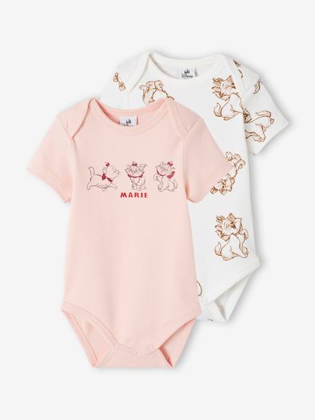 Lot de 2 bodies Disney Marie les Aristochats Blanc + rose pâle 1 - vertbaudet enfant 
