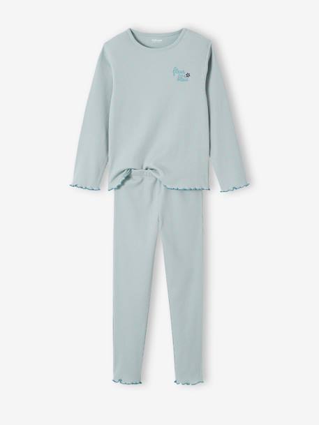 Lot de 2 pyjamas fille fleurs en maille côtelée bleu grisé 2 - vertbaudet enfant 
