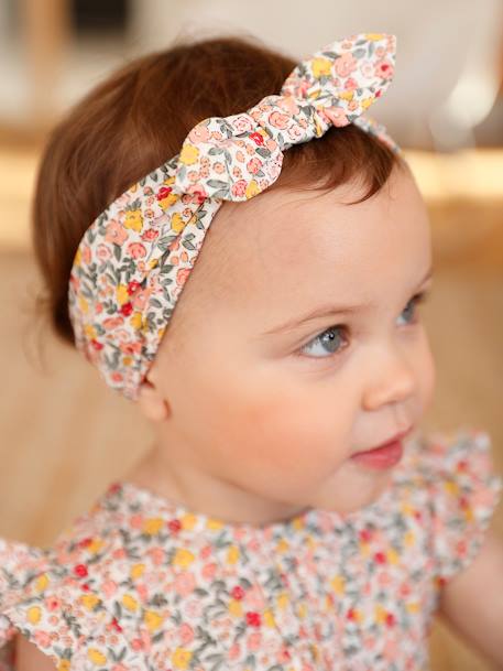 Ensemble bébé fille combinaison + bandeau imprimés rose imprimé+rose pâle+rose poudré+vert céladon imprimé 10 - vertbaudet enfant 