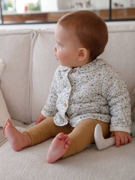 Veste bébé en gaze de coton Beige imprimé bleu+écru 2 - vertbaudet enfant 