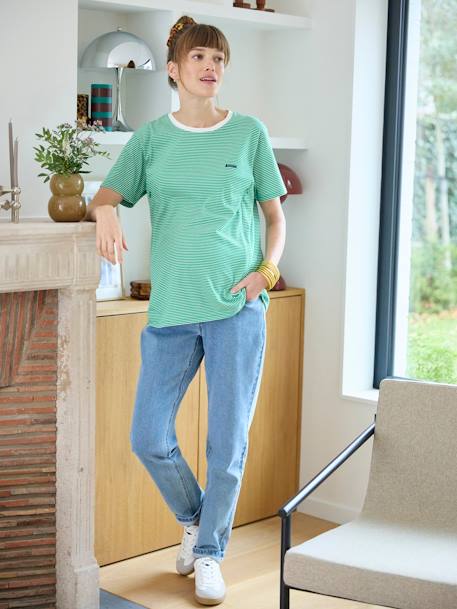 T-shirt rayé grossesse et allaitement en coton personnalisable Rayé marine+Rayé rouge+vert 16 - vertbaudet enfant 
