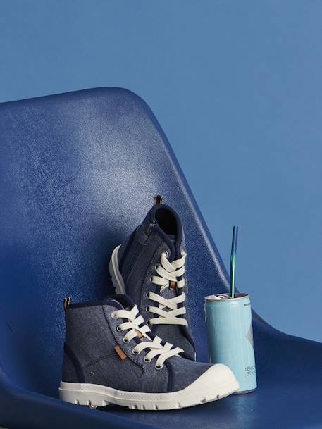 Baskets montantes toile enfant semelle crantée bleu jean 6 - vertbaudet enfant 
