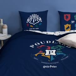 Linge de maison et décoration-Linge de lit enfant-Housse de couette et taie d'oreiller 2 places 100% coton Harry Potter Blason 240x220