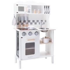 Jouet-Cuisine en bois blanche pour enfant - NEW CLASSIC TOYS - Moderne avec plaques de cuisson, four et micro-onde