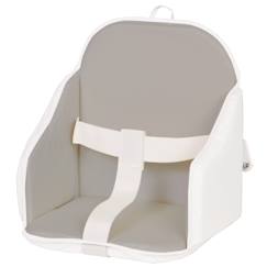 Puériculture-Chaise haute, réhausseur-Coussin de Chaise PVC avec Sangles - Candide - Réversible - Facile à Entretenir - Gris/Blanc