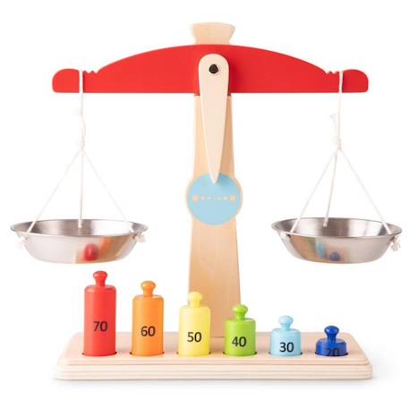 Balance en bois pour enfant - NEW CLASSIC TOYS - avec 6 poids - jouet d'imitation BEIGE 1 - vertbaudet enfant 