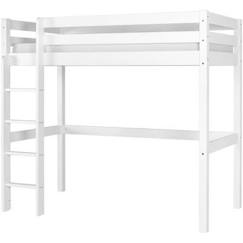 Chambre et rangement-Lit mezzanine en bois massif certifié FSC® pin - Blanc 90x190 cm - AKITEN RETAIL