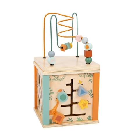 Cube de motricité Safari en bois - Small Foot Company - Pour enfant de 12 mois et plus BLANC 2 - vertbaudet enfant 