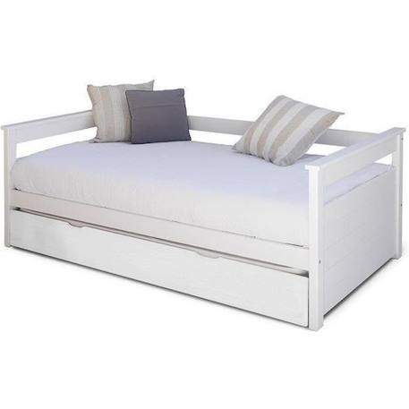 Pack Lit gigogne Izao avec matelas  Blanc 90x200 cm BLANC 1 - vertbaudet enfant 