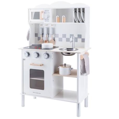 Cuisine en bois blanche pour enfant - NEW CLASSIC TOYS - Moderne avec plaques de cuisson, four et micro-onde BLANC 2 - vertbaudet enfant 