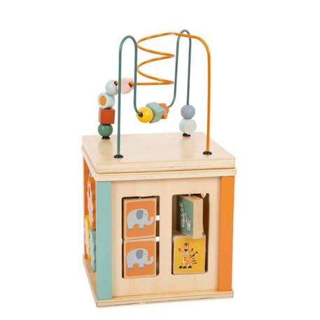 Cube de motricité Safari en bois - Small Foot Company - Pour enfant de 12 mois et plus BLANC 3 - vertbaudet enfant 