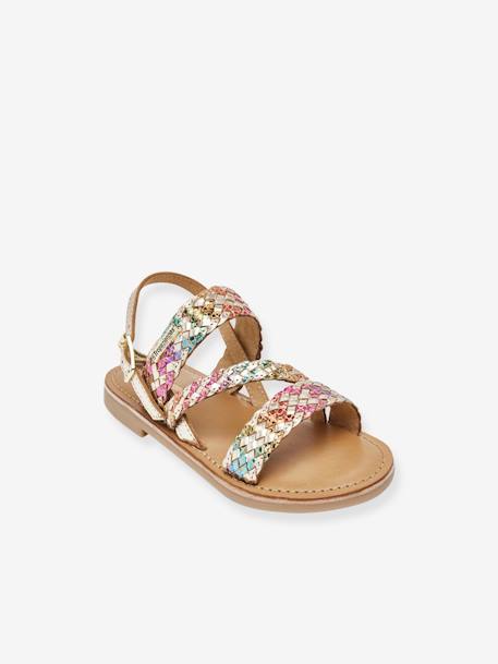 Sandales cuir enfant Bamako BY M. BELARBI argent+multicolore 4 - vertbaudet enfant 