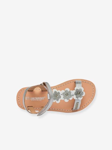 Sandales cuir enfant à scratchs Ibiscus PAR M. BELARBI argent+corail 3 - vertbaudet enfant 
