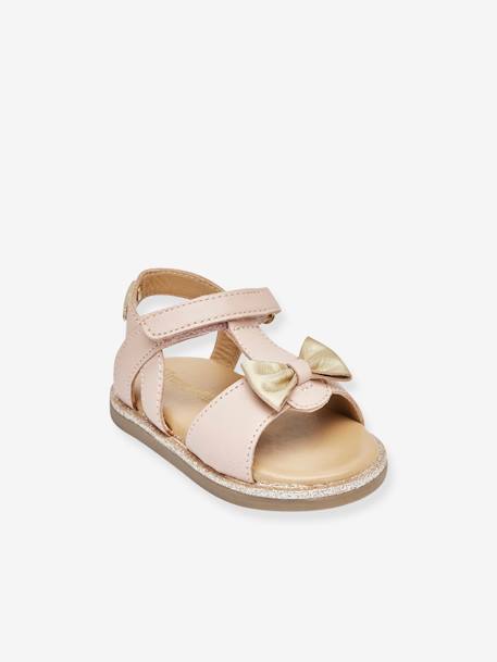 Sandales cuir bébé à scratchs Izorro PAR M. BELARBI beige doré+rose 4 - vertbaudet enfant 