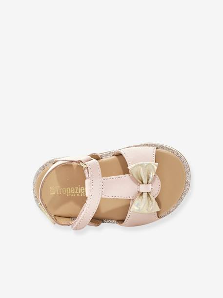 Sandales cuir bébé à scratchs Izorro LES TROPEZIENNES® PAR M. BELARBI beige doré+rose 6 - vertbaudet enfant 