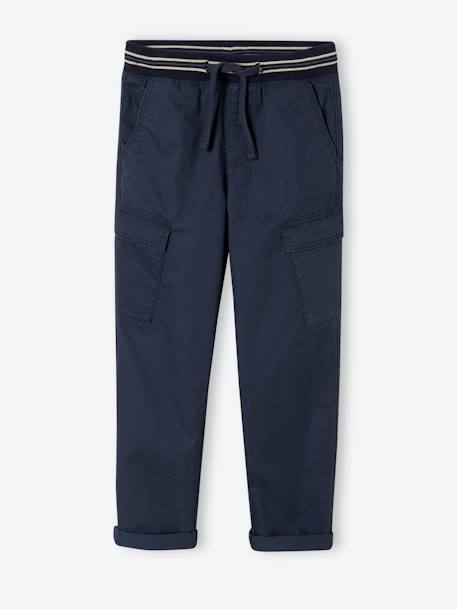 Pantalon style cargo facile à enfiler garçon bleu nuit+sable 3 - vertbaudet enfant 