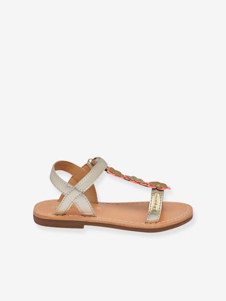 Sandales cuir enfant à scratchs Ibiscus PAR M. BELARBI argent+corail 5 - vertbaudet enfant 