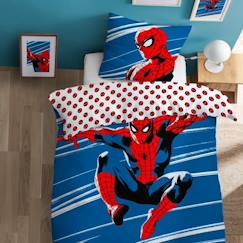 Linge de maison et décoration-Linge de lit enfant-Parure de lit imprimée 100% coton, SPIDERMAN HOME ANNIVERSARY 140x200+63x63cm