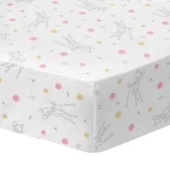 Linge de maison et décoration-Drap-housse imprimé 100% coton, DISNEY HOME BAMBI FLOWERS 90x190 cm