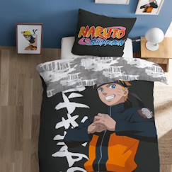 Linge de maison et décoration-Linge de lit enfant-Parure de lit imprimée 100% coton, NARUTO UZUMAKI 140x200+63x63cm