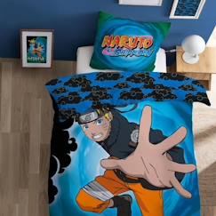 Linge de maison et décoration-Linge de lit enfant-Parure de lit imprimée 100% coton, NARUTO BLACK CLOUDS 140x200 cm