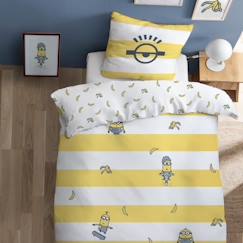 Linge de maison et décoration-Linge de lit enfant-Parure de lit imprimée 100% coton, LES MINIONS SKETCH. Taille : 140x200 cm